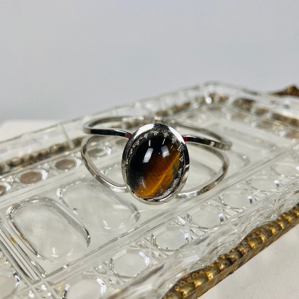 Tiger's Eye Silver Cuff Bracelet